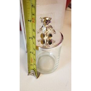 Silver plate teddy bear keepsake jar